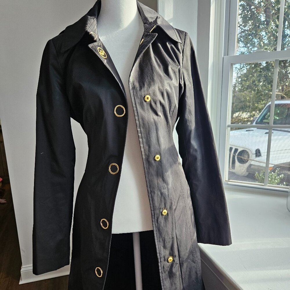 Anne Klein, Heavy Lined Rain Coat, Black, Size XS